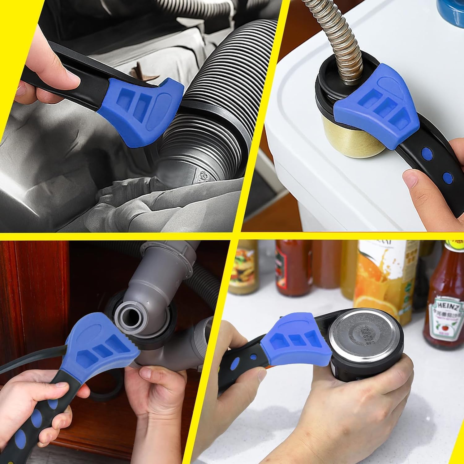 2-Pack Adjustable Rubber Strap Wrench Set – 25.20" & 20.48" Heavy-Duty Strap Wrench for Oil Filter, Jar Opener, Water Filter, Plumbing, Sink, Faucet – Non-Slip Multipurpose Wrench Tool (Blue)