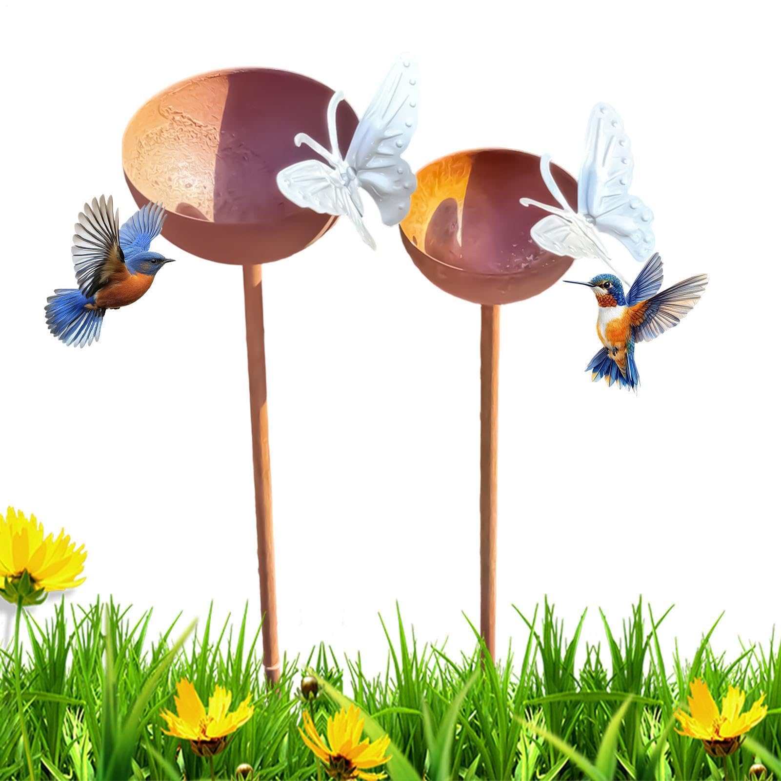 Abreuvoir oiseaux métal contre la sécheresse : bols décoratifs rustiques