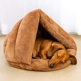 Cama Iglu Caminha Nuvem com Coberta Toca Pet Cores em Veludo 45x45 cm para Cachorros Yorkshire Daschund Shih Tzu Chihuahua e Gatos – Macia, Aconchegante, Confortável, Quentinha e Lavável (MARROM)