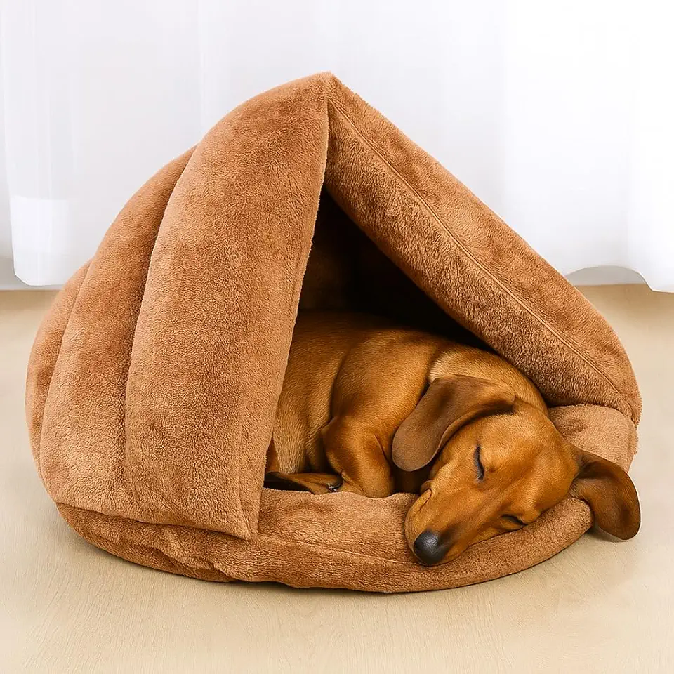 Cama Iglu Caminha Nuvem com Coberta Toca Pet Cores em Veludo 45x45 cm para Cachorros Yorkshire Daschund Shih Tzu Chihuahua e Gatos – Macia, Aconchegante, Confortável, Quentinha e Lavável (MARROM)
