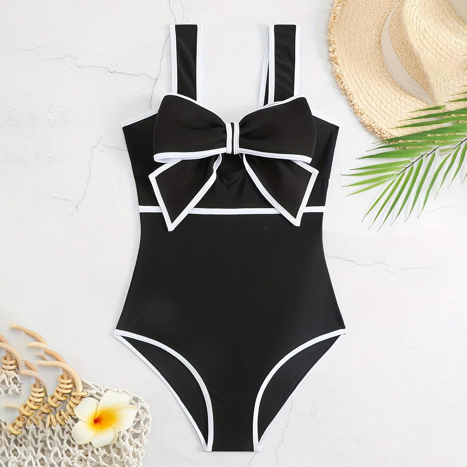 Girls Swimsuits, One Piece Bow Front Bathing Suit for Teens Wide Straps Kids Swimwear Size 8-16 - Image 4
