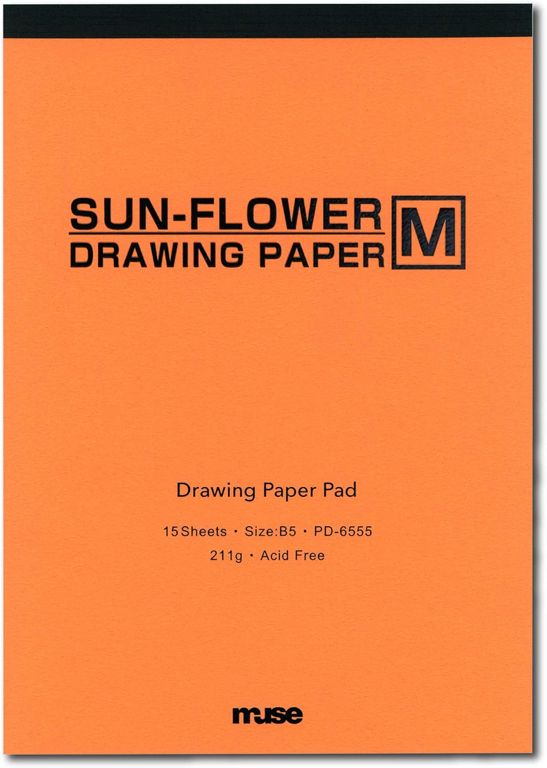 Muse PD-6555 B5 Watercolor Paper Sunflowers M Drawing Pad B5, 7.5 oz (211 g), White, 15 Sheets