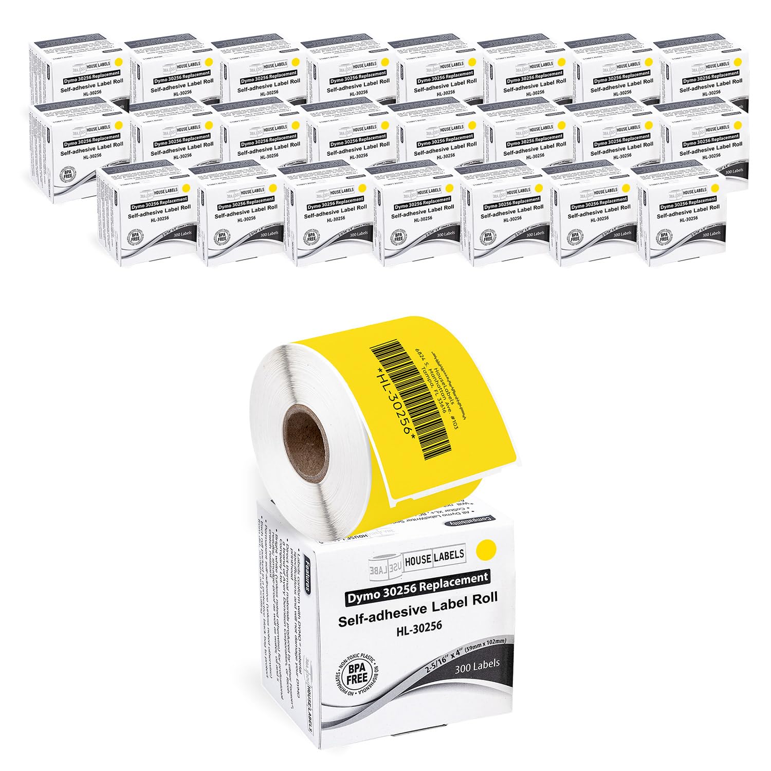 HOUSELABELS Compatible DYMO 30256 Yellow Shipping Labels (2-5/16" x 4"), Strong Permanent Adhesive, Compatible with DYMO LW 450, 4XL, Rollo & Zebra