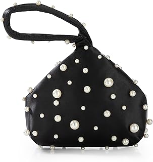 Clutch Purses for Women - Satin Evening Bag Triangle Purse Pearl Handbag for Wedding Prom Party