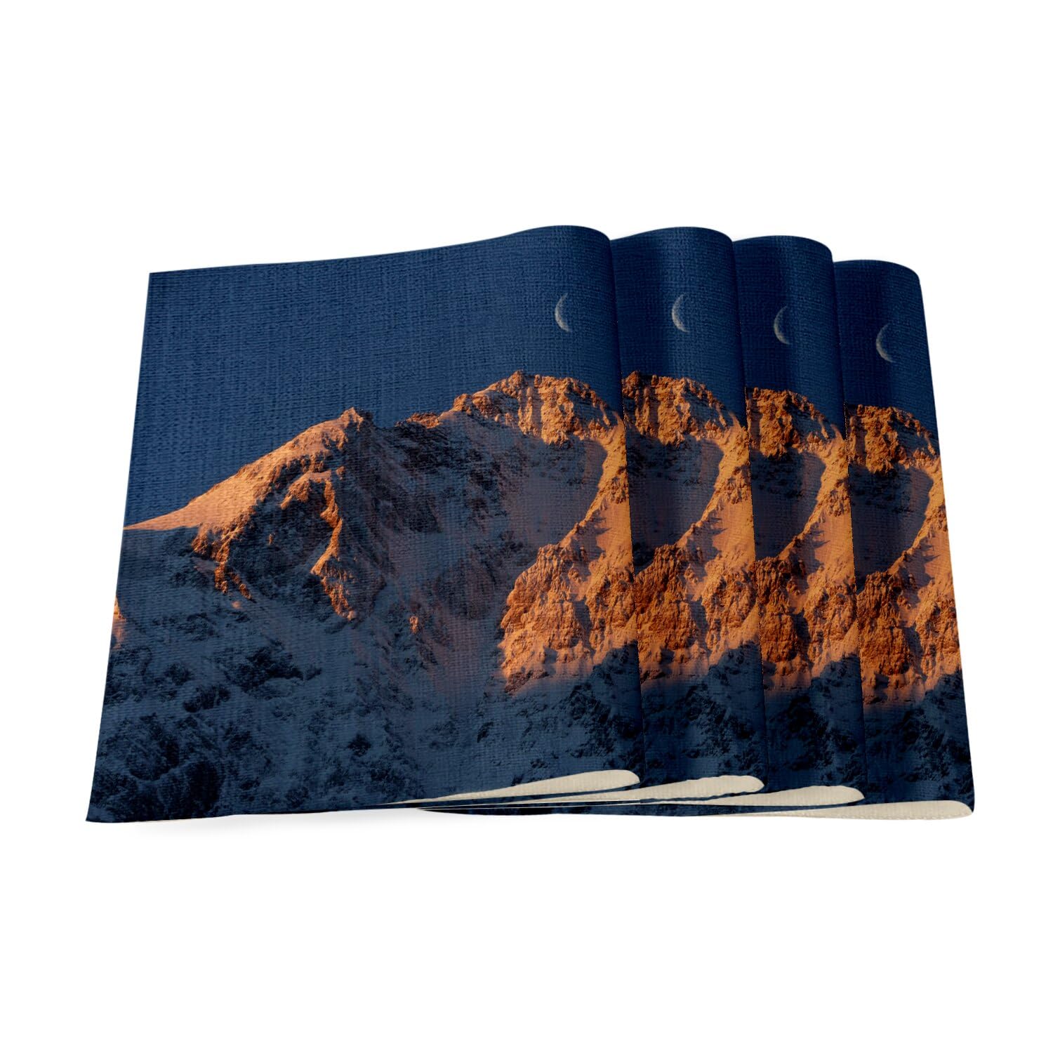 Sets de table en lin Montagne Lune grand format anti-tache pour protéger votre table