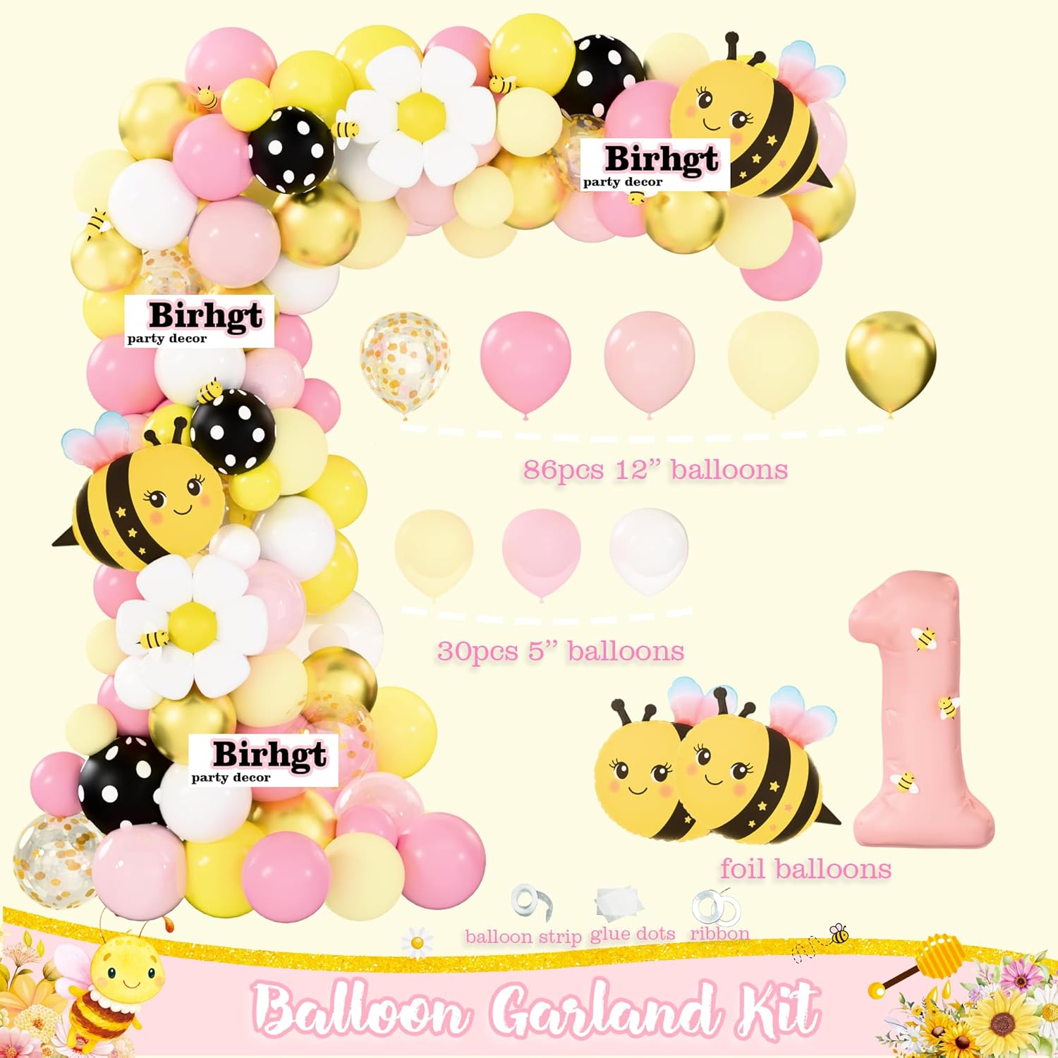 Bee Baby Shower Decorations for Girls, Pink Bumble Bee Baby Shower Decor Kit, A Little Honey Bee is One The Way Baby Gwrwer, Bee-w Balloonw Banner Bckdrop for Baby Girl Shower Party