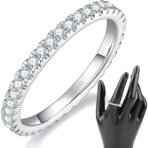 MINDDHA 14K Gold Plated- Cubic Zirconia Simulated Diamond Stackable Eternity Bands/Silver, Gold Rings for Women- 1.5mm, 2mm Stacking Rings for Oura Gen 4/Oura Gen 3, Size 4-12