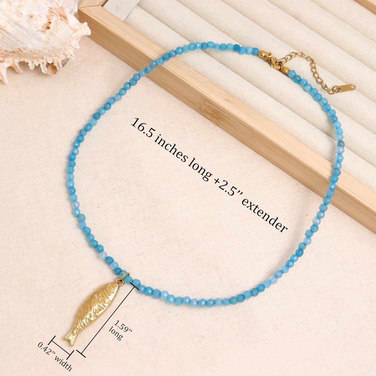 Jean Beau Beach Fish Drop Necklace for Women, Dainty 18K Gold Plated Charm Necklaces Party Fashion Jewelry Gift - Image 4