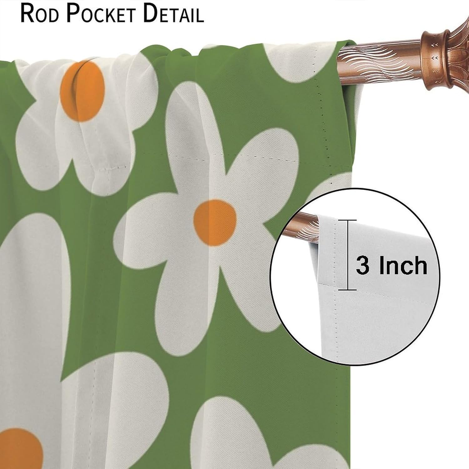 70'S Style Vintage Boho Curtains Retro Groovy Flowers Aesthetic Naive 60'S Mid Century Blackout Window Drapes for Bedroom Living Room Kitchen Cafe Decor （W21xL54 Inch） x2 Panels