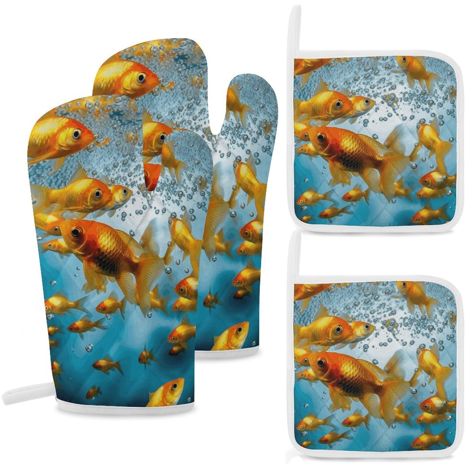Lot de 4 maniques poisson résistants à la chaleur pour cuisine