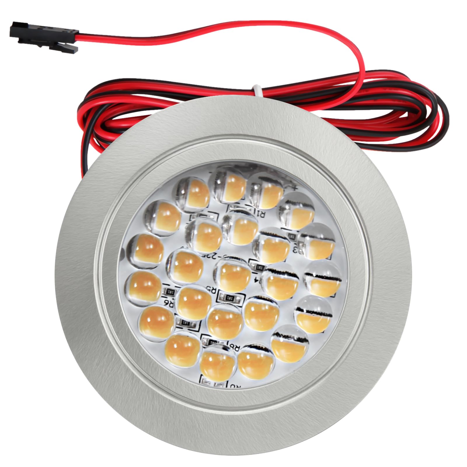 12V Möbeleinbauleuchte LED flach 5 x 2,4W Einbaustrahler Leonie inkl. Kabel mit Mini Stecker 3000K Neutralweiß Lochausschnitt: 58 bis 60mm