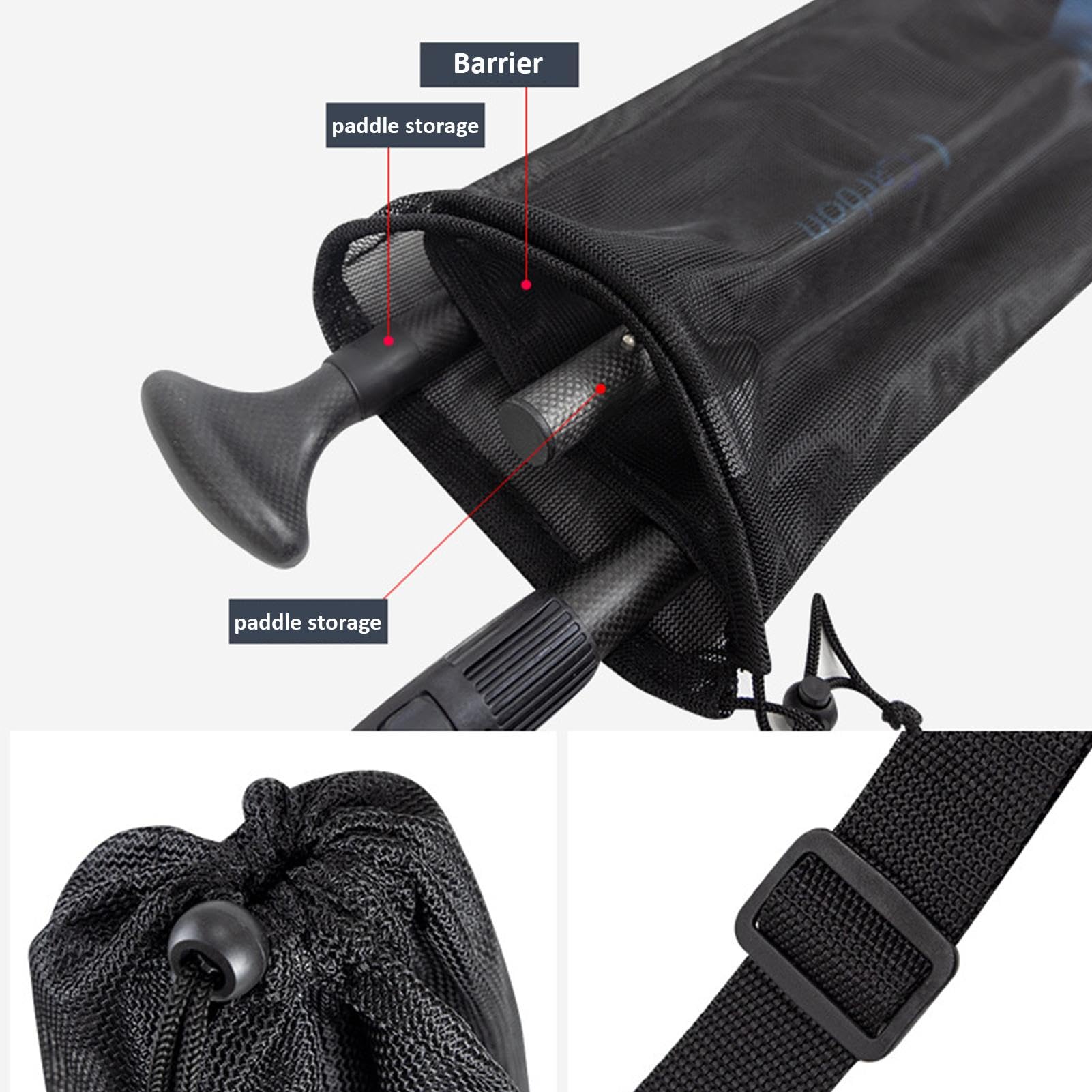Sac de Transport pour pagaie en Maille, Sac de Transport pour pagaie de Bateau, Sac en Maille, bandoulière réglable, Accessoires pour Kayak