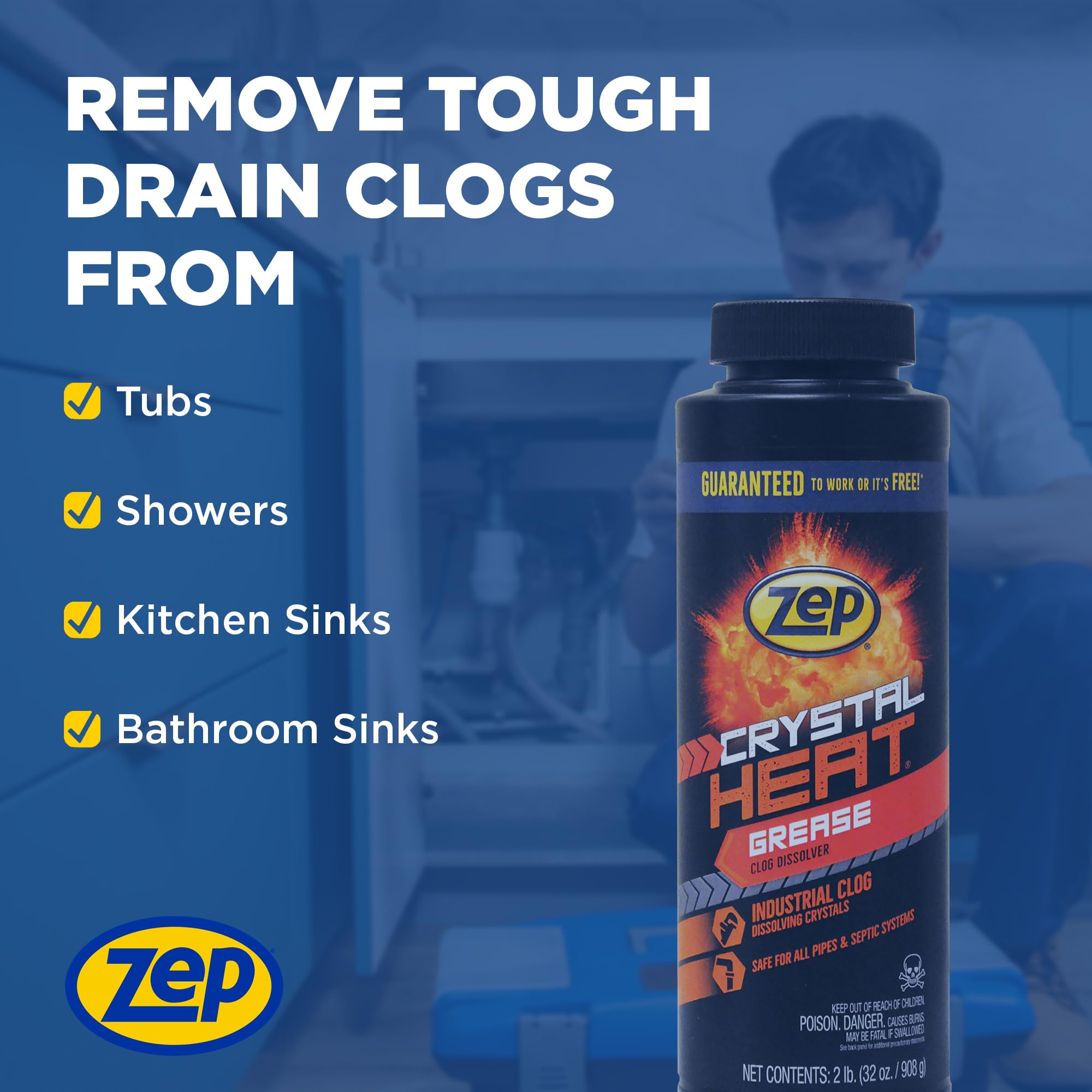 Amazon.com: Zep Crystal Heat Drain Opener 32 Ounce - ZUCRY2