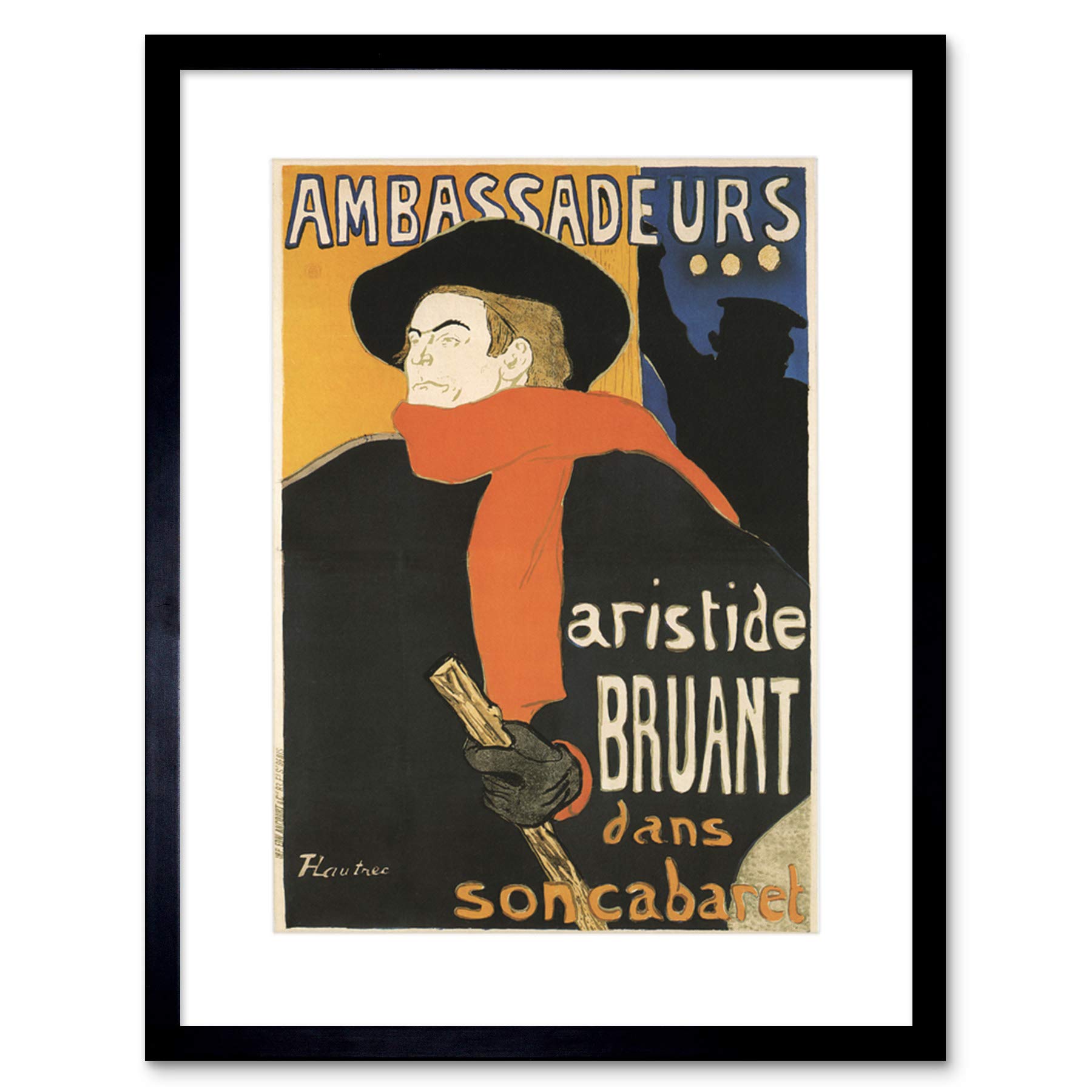 Wee Blue Coo Theatre Cabaret Aristide Bruant Toulouse-lautrec Retro Ad Framed Wall Art Print