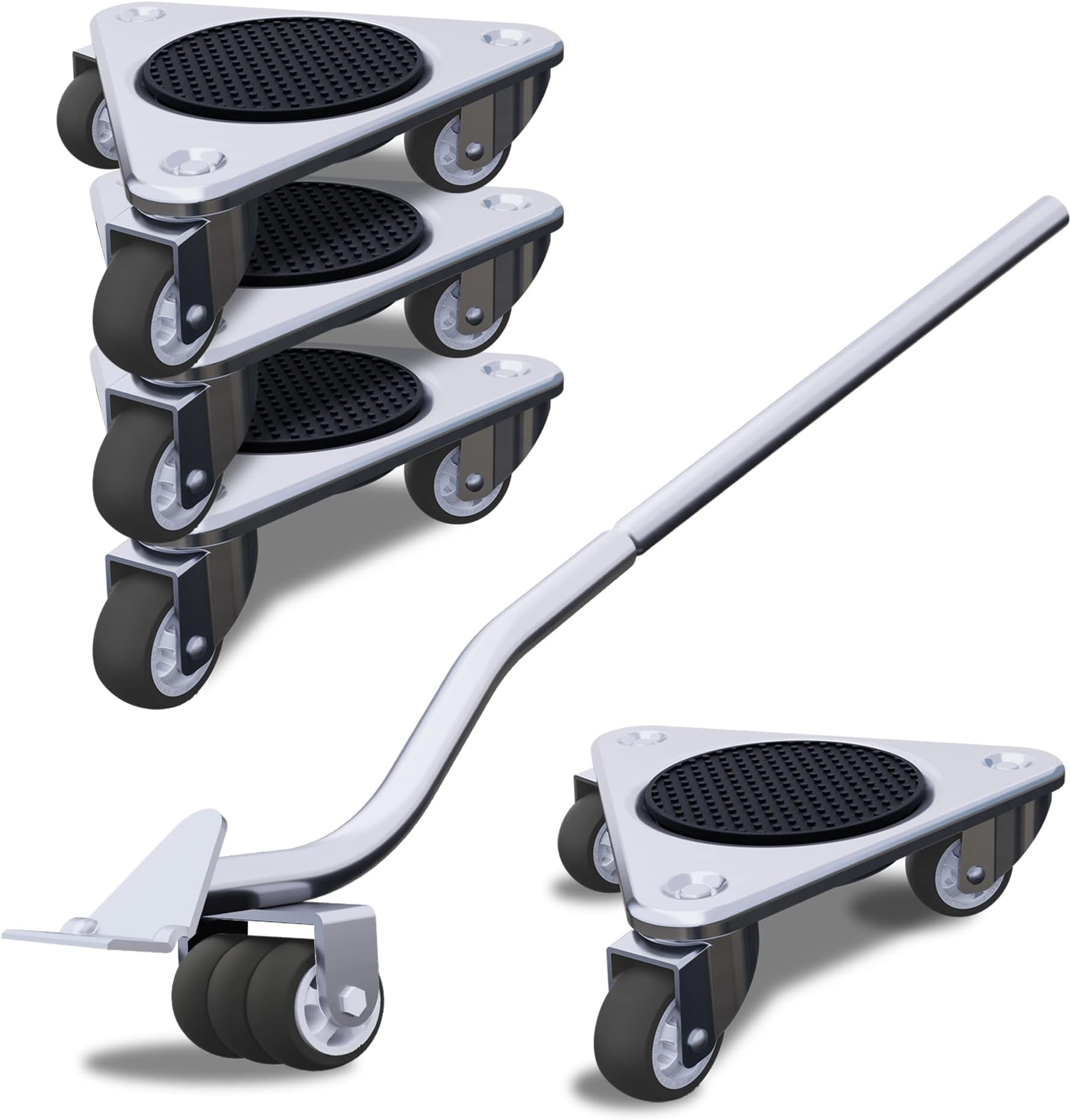 Furniture Mover by ONEON - 17CM Steel Tri-Dolly, 3 Wheels Furniture Dolly for Moving, 327KG Max Load Capacity 4 Pack & Subsidiary Furniture Lifter Set (5Pack)