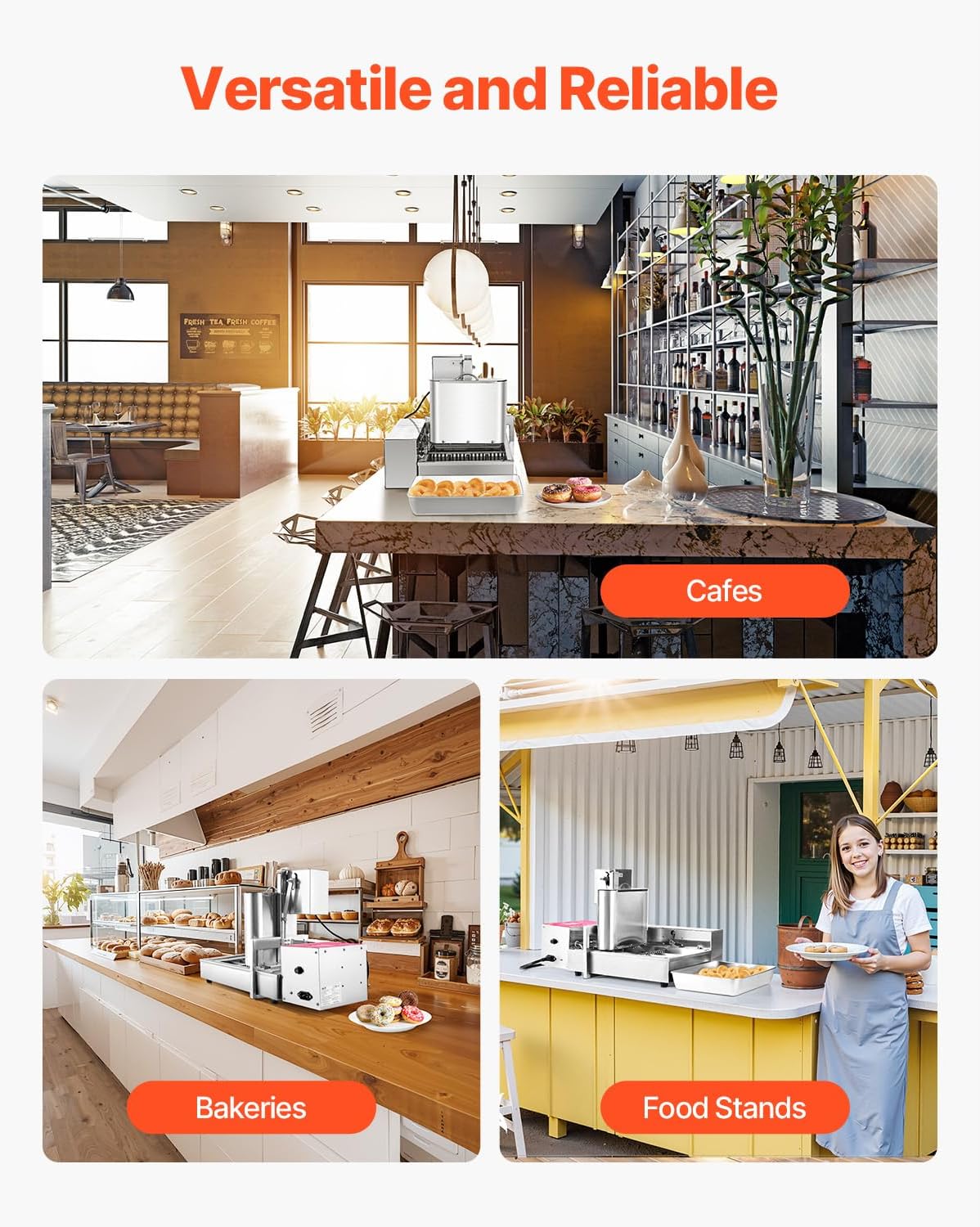 Happybuy Commercial Automatic Donuts Machine: 4-Row, High-Powered Doughnut Maker! Produces 240 PCS/HOUR. Equipped with Intelligent Control and Made of Stainless Steel