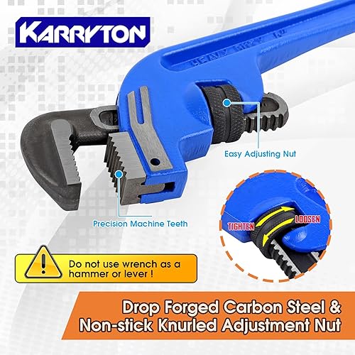 Miniatura 3 de Llave de tubo de extremo de 18 pulgadas, apertura de mandíbula ajustable de 3.25 pulgadas3.268 in, llave de plomería con mango de desplazamiento de