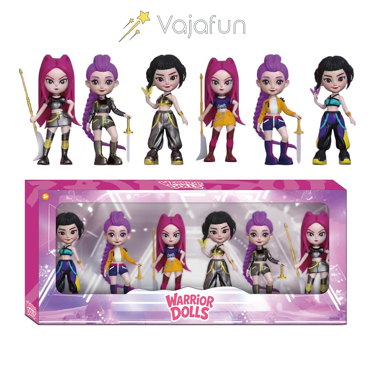 Kriegerpuppen – 6er-Set Rumi - Mira - Zoey – Dämonen-Jäger | Actionfiguren inspiriert von koreanischen Popstars Fans und Sammler