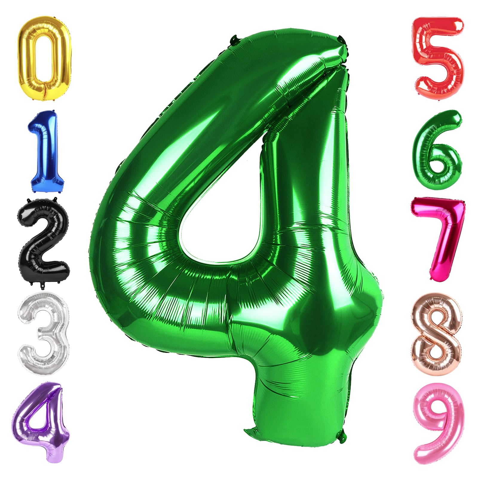 40 Inch Dark Green Number 4 Balloon, Giant 4 Number Balloons for 4th Birthday Decorations, Party Supplies for Baby Boy Girl, Dark Green Party Decor​​