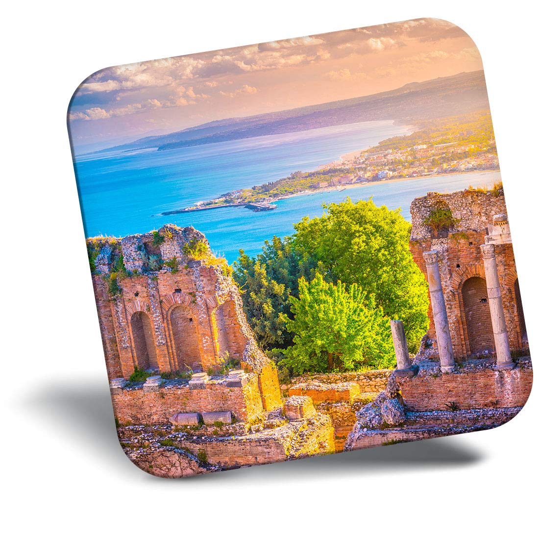Destination Vinyl Ltd Fridge Magnet - Taormina Theater at Sunset Sicily Italy 16828