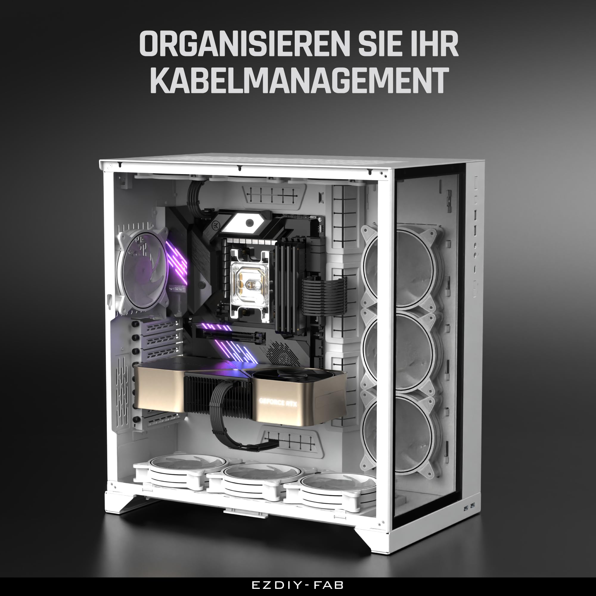 EZDIY-FAB Kit de câble gainé PCIE 5.0 12VHPWR,Extension de câble d'alimentation 16AWG,PC PSU Sleeved Cable,24PIN-ATX/(4+4) PIN-EPS/(12+4) PIN to 4X 8PIN PCIE-RTX4090/4080/4070Ti Câble d'extension-Noir