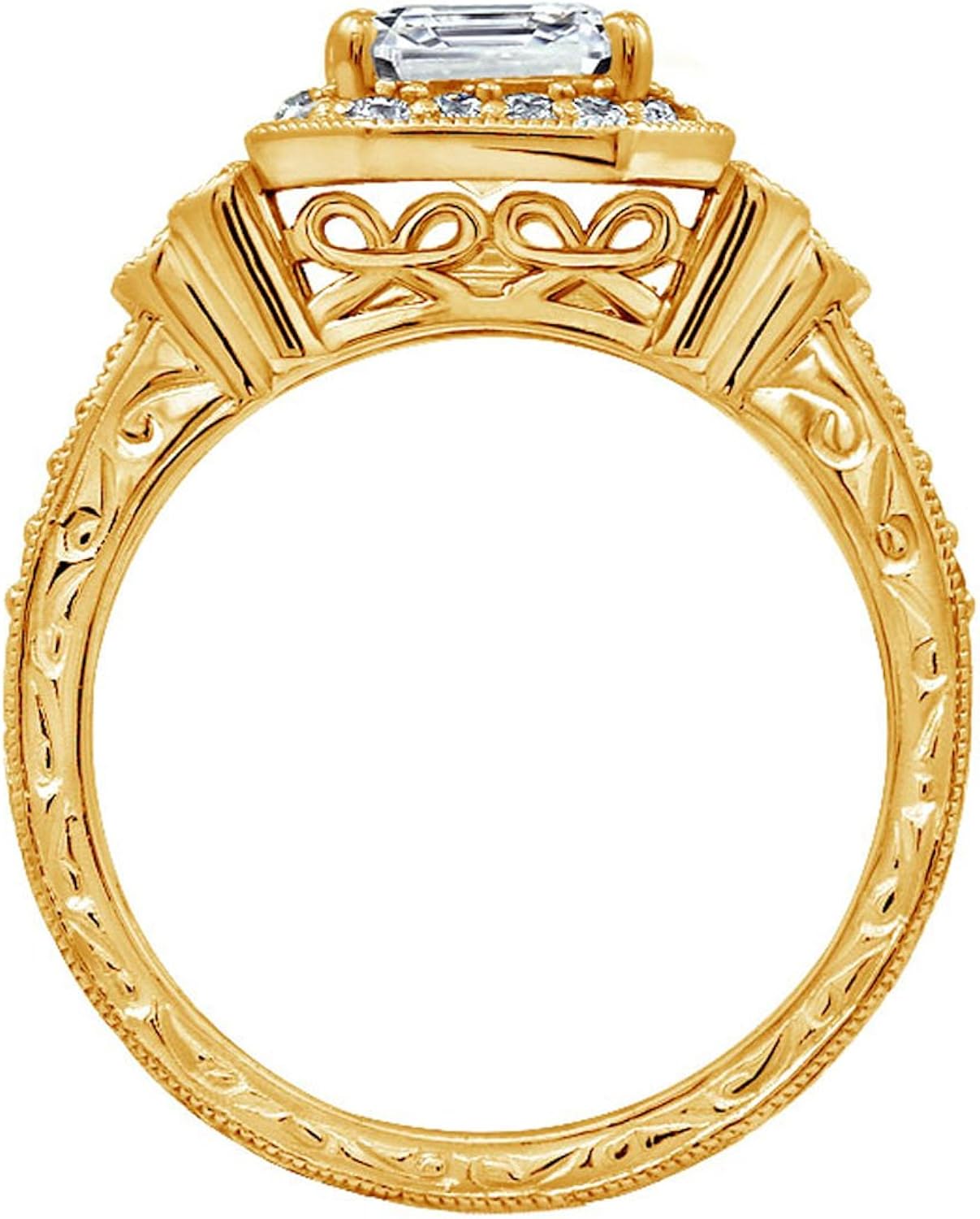 Miniatura 4 de Conjunto de dos anillos de corte Asscher con forma de corazón con cristales Swarovski Zirconia enchapados en oro o plata (4.5 cttw)