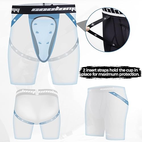Miniatura 10 de COOLOMG Pantalones cortos de béisbol acolchados para hombre con copa atlética para sóftbol, fútbol, hockey