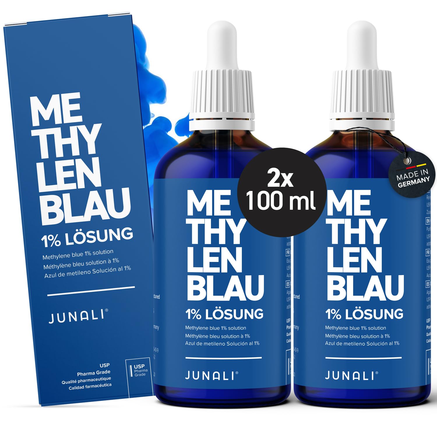 Blu di Metilene 1% USP Qualità Farmaceutica 2x100 ml JUNALI Prodotto in Germania