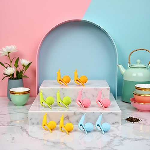 Miniatura 9 de Bolsa de té de silicona con forma de caracol, 10 piezas, infusor de té, colador, clip para regalo, taza de caracol en forma de caramelo, conjunto de