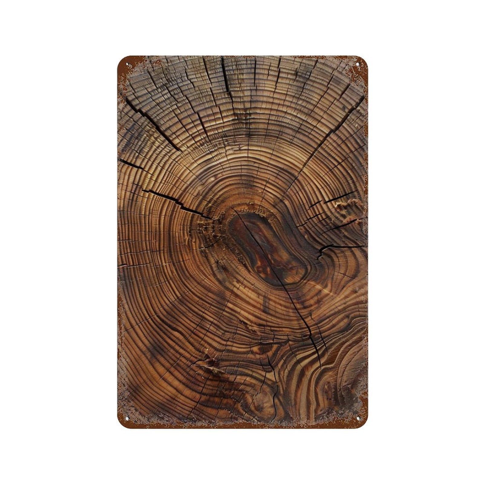Wihyrtui Style Organic Curved Log Cross Section Pattern 04 Wall Retro Iron Metal Tin Sign Vintage Art Poster Modern Home Cofffee Club Art Bar Shop Decor 30X20cm
