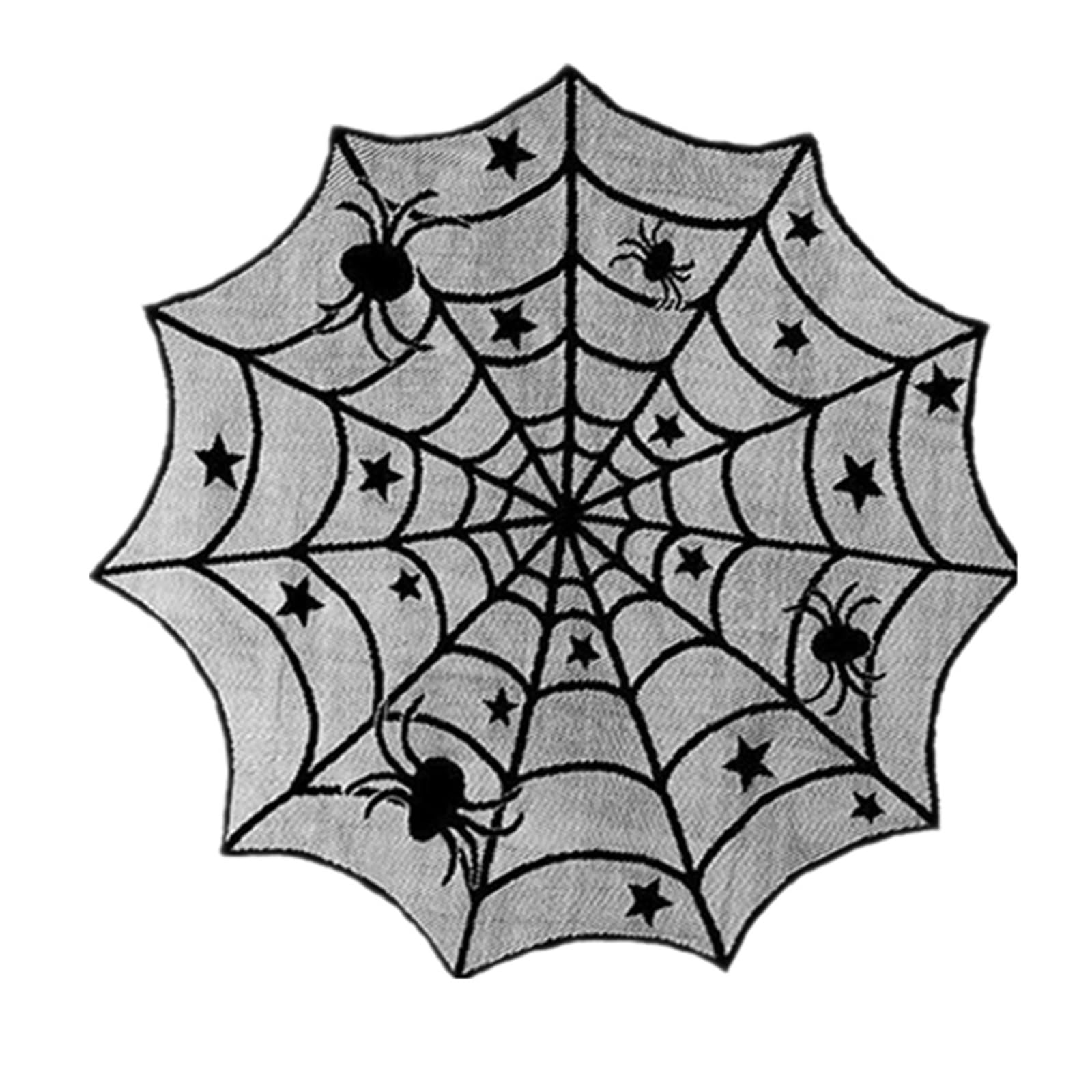 Jazuaiao Black Stylish Polyester Tablecloth Spiderweb Detailing Tabletop For Sophisticated Interiors Round Table Covers Home Textiles Tablecloth