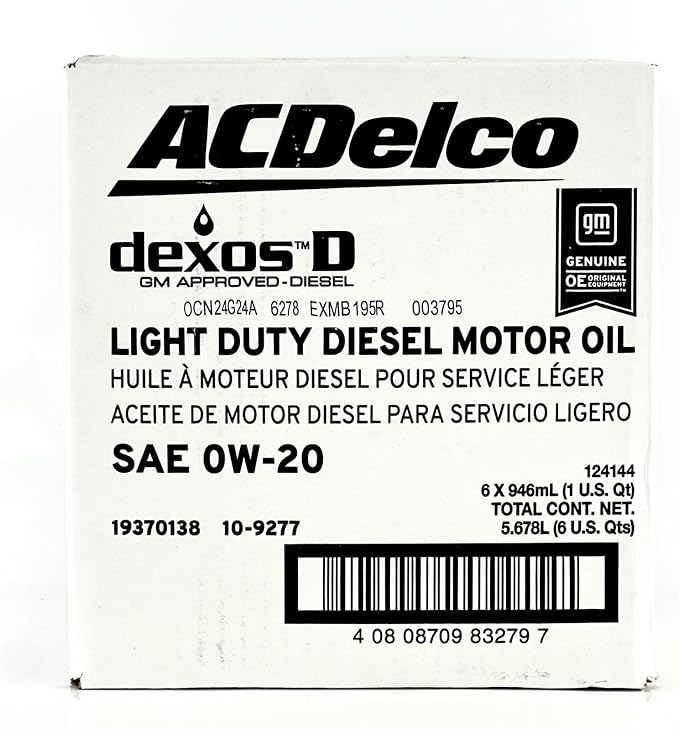 ACDelco GM Original 0W-20 Aceite de Motor Diésel 1 qt Pack de 6 miniatura 4