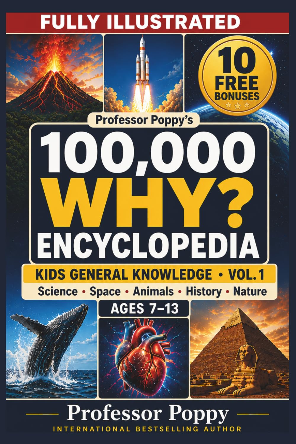 Professor Poppy's Fully Illustrated 100,000 WHY Encyclopedia - Kids General Knowledge Vol. 1: Science, Space, Animals, History, and Nature, Ages 7-13 (Young Explorer Series)