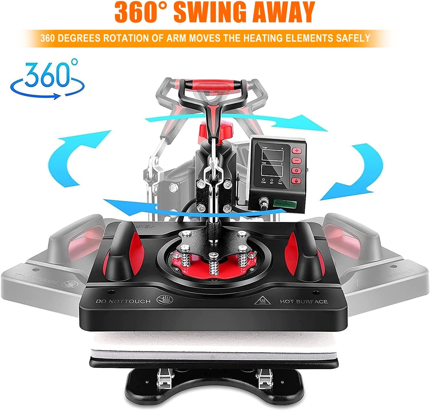 Pro Heat Press, 8 in 1 Heat Press Machine for T Shirts, 15 x 12 Inch Shirt Press Machine, 360-Degree Swing Away Heat Transfer Sublimation Shirt Printing Machine for Tshirts Mugs Plates Caps (R-8 IN 1)