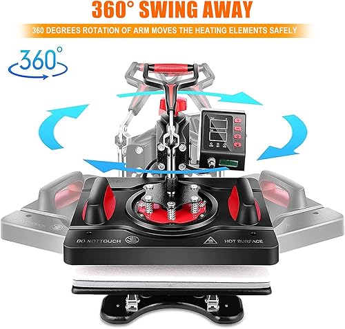 Miniatura 3 de Prensa de calor profesional, máquina de prensa de calor 8 en 1 para camisetas, máquina de prensa de camisas de 15 x 12 pulgadas, máquina de
