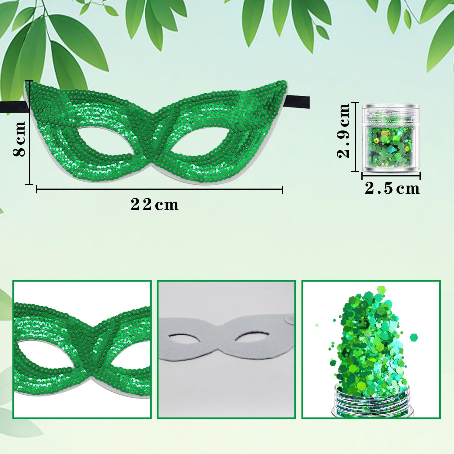 BORFUE 8Pcs Deluxe Costume Long Fingerless Gloves Artificial Ivy Vines Masks Fake Leaves Halloween Queen Party - Image 2