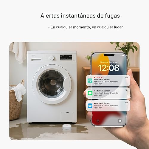 Miniatura 3 de Kit de inicio de fuga de agua YoLink: Hub + 4 sensores de fuga 1 (silencioso), LoRa de largo alcance, alertas por aplicación/SMS/correo electrónico