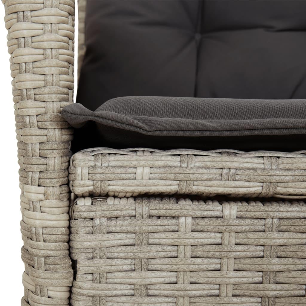 Set da pranzo da giardino, 7 pezzi, grigio chiaro, polyrattan, sedie regolabili, tavolo da 200 x 100 cm, zona pranzo all'aperto con cuscino, resistente ai raggi UV, facile da pulire