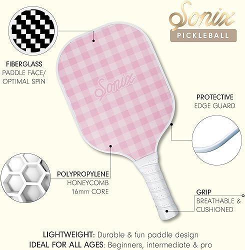 Miniatura 2 de Sonix Aprobado por USAPA Juego de 2 palas de pickleball Juego de pickleball de superficie de fibra de vidrio con 2 raquetas, 4 bolas y bolsa