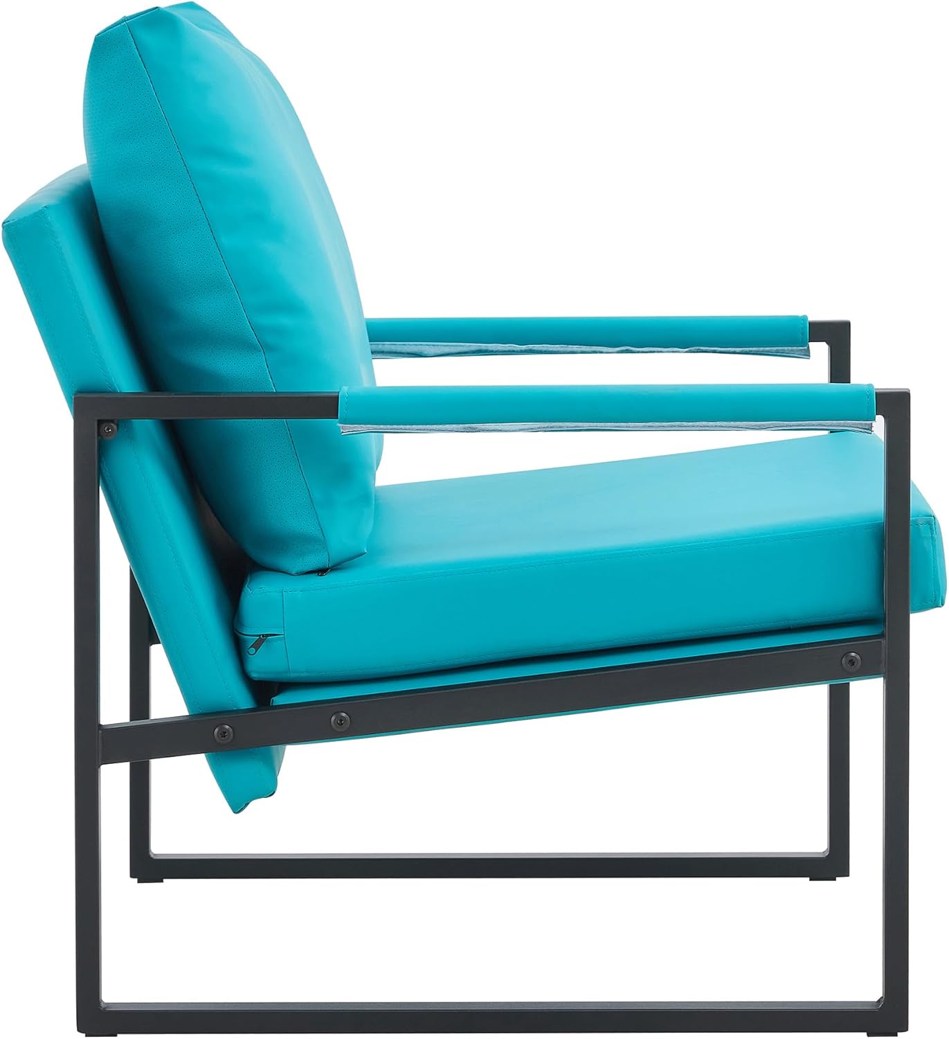Upholstered Armchair, Modern Accent PU Leather Chair, Living Room Chairs with Golden Metal Legs and Soft Padded, Sofa Chairs for Home Office/Bedroom/Dining Room Cyan