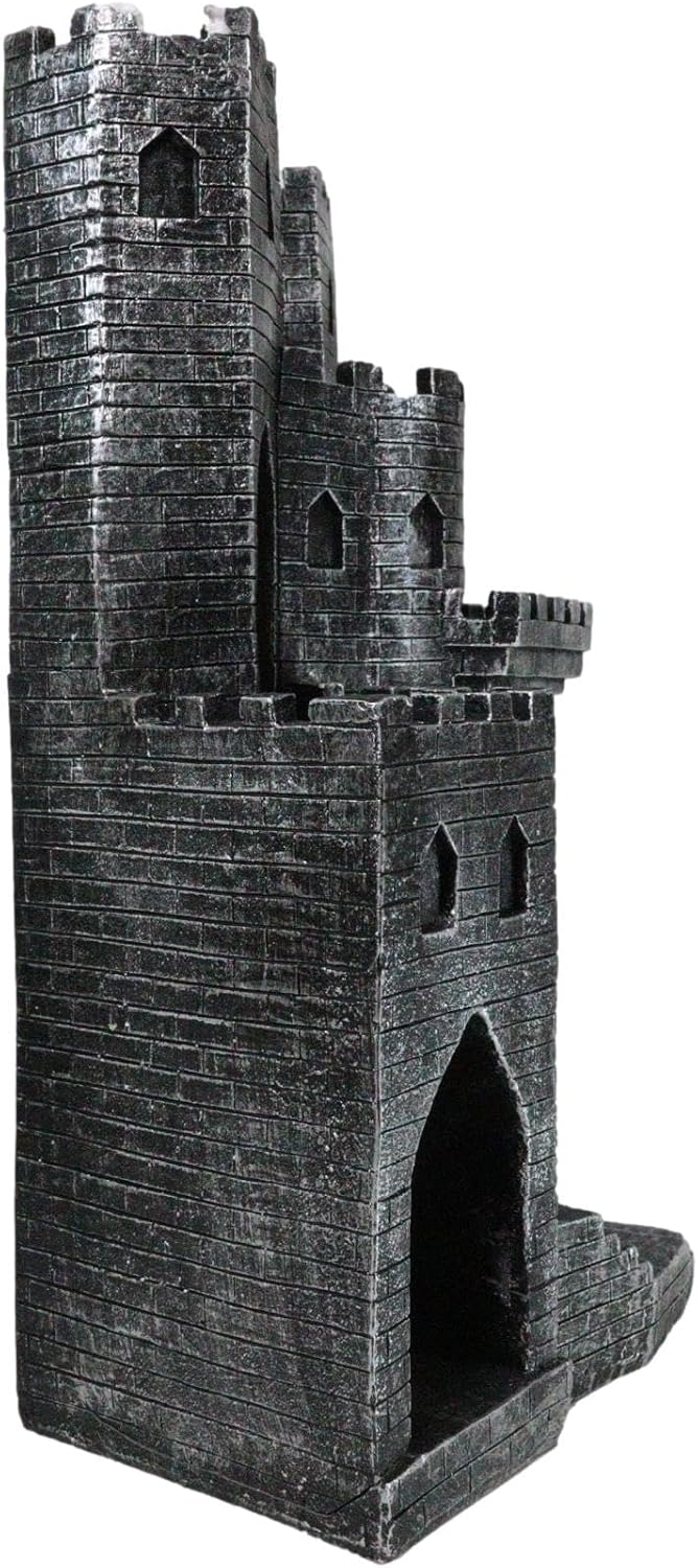 Ebros Gift Medieval Grand Royal Burgundy Stonewall Castle Fortress Display Stand Sculpture for Miniature Knights Or Dragons Figurines Old World Defensive Fort Statue