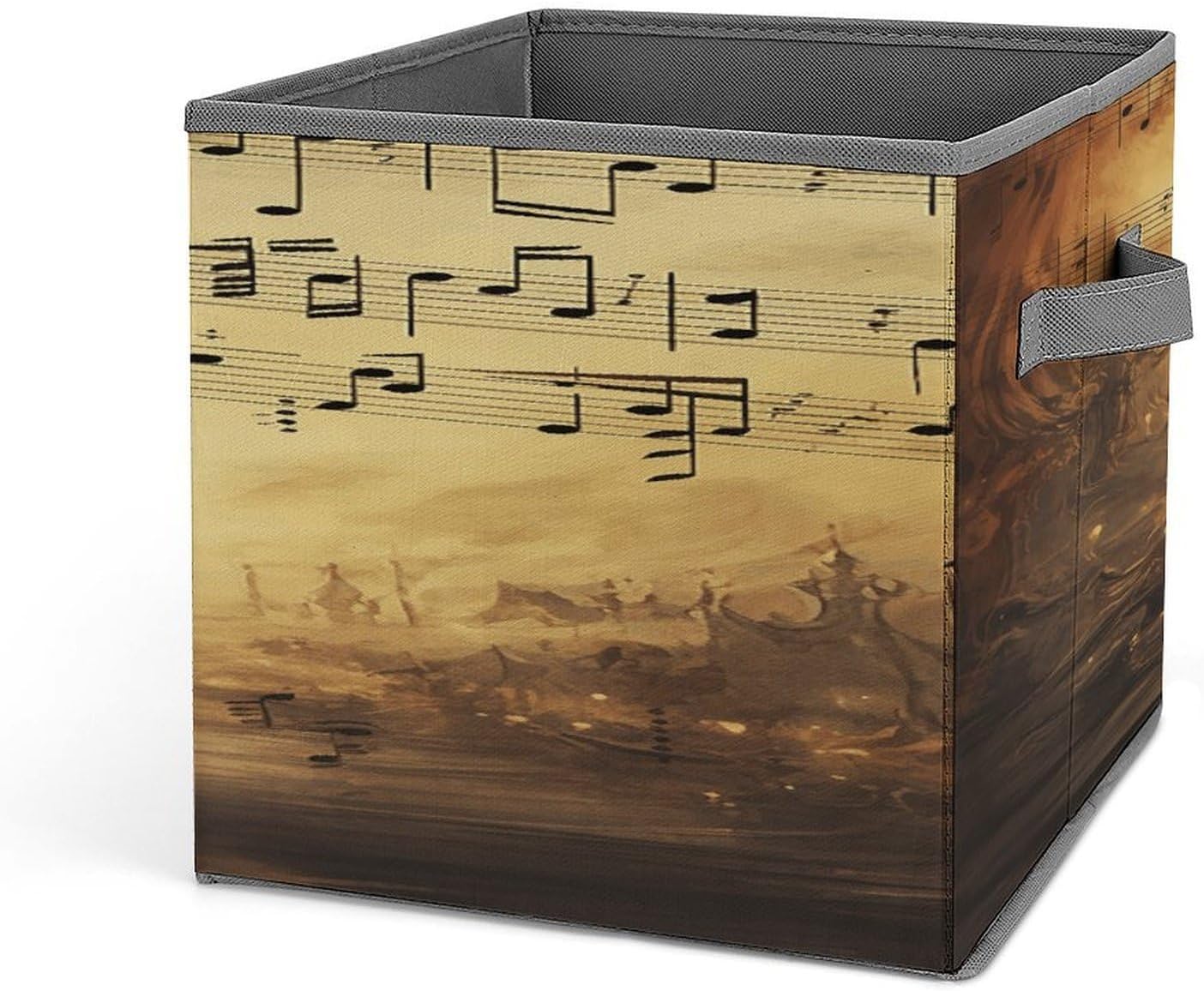 Sheet Music Cube Storage Bin Collapsible Fabric Storage Cube Bins Organizer with Handles Baskets Foldable Storage Cubes for Home Office Closet Clothes