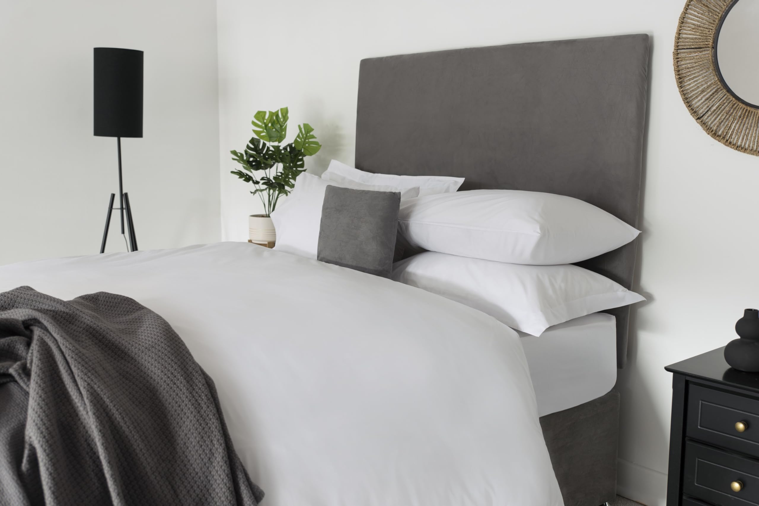 Belledorm Headboard Wrap - Transforms a drab looking Headboard - Luxury Faux Suede - 90cm Height (Charcoal, Double)