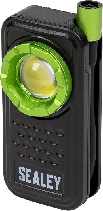 Sealey 8W COB LED & 1W SMD LED Pocket Light with Flexi Inspection Light, 600lm - LED600FX, Green and Black [Energy Class A]