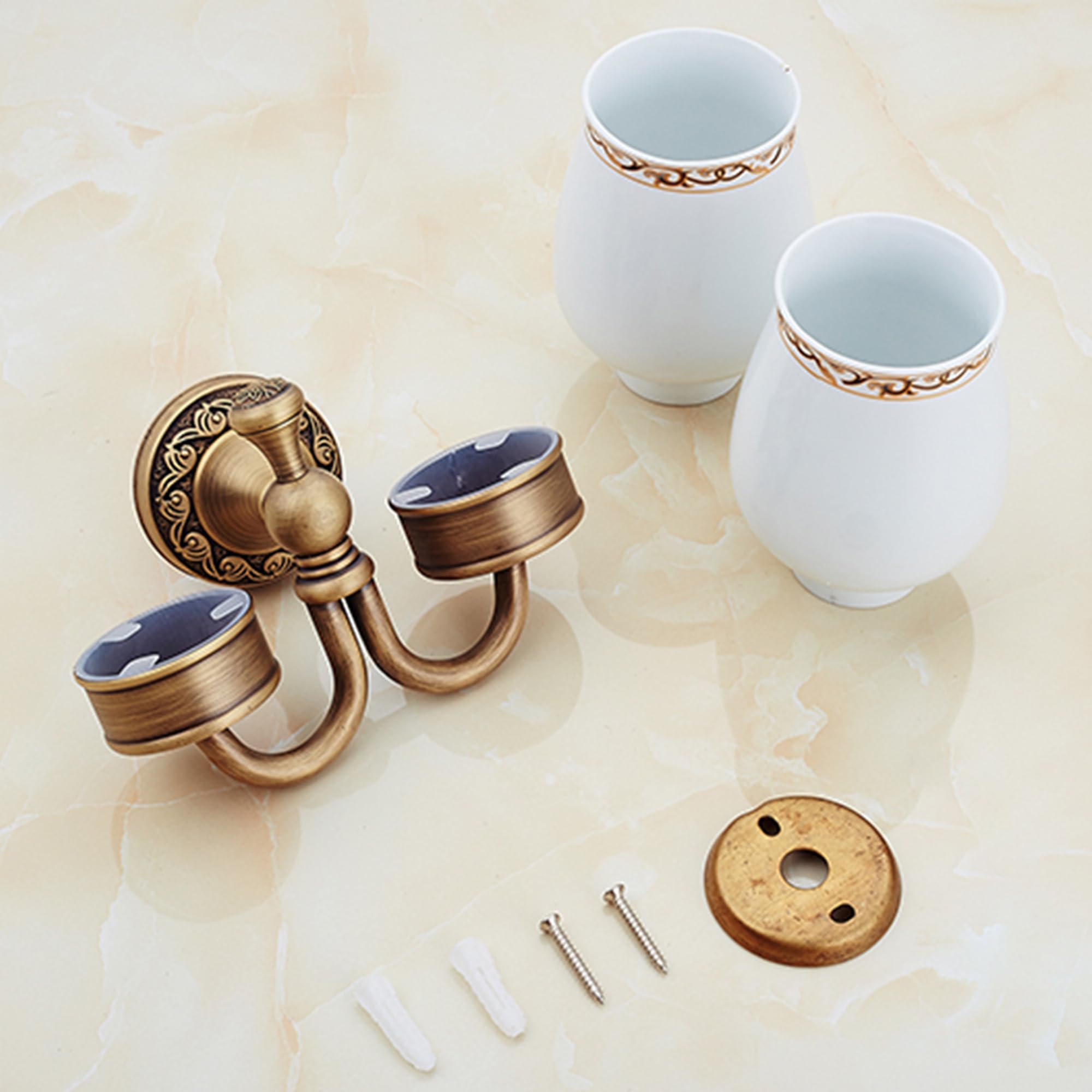 Amazon.co.jp: PEONYBATH アンティークブロンズ真鍮ダブル歯ブラシ