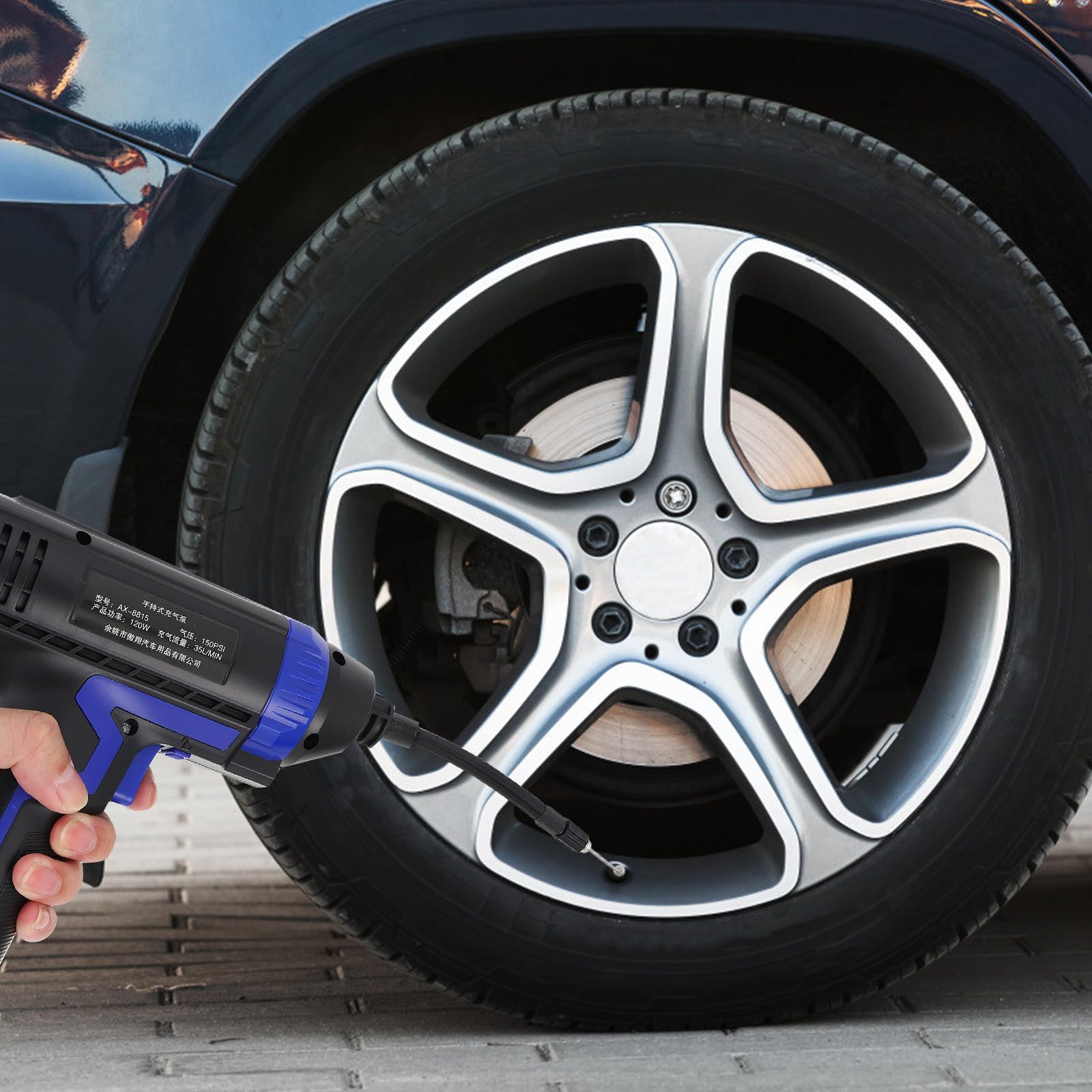Tofficu Inflador Portátil Compresor de Aire 12.6v para Neumáticos de Coche Carga Rápida, Escala Visible, Material de Metal y Plástico para Uso en Auto y Hogar