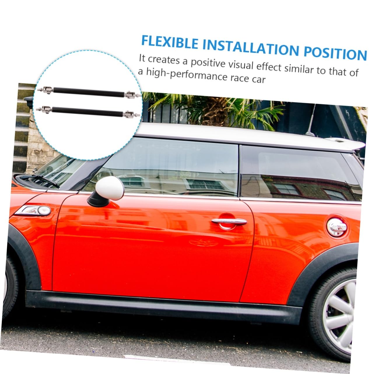 OSOLADY 2pcs Carbon Fiber Rod Car Modification Decorative Bar Silver Carbon Fiber Pull Rod