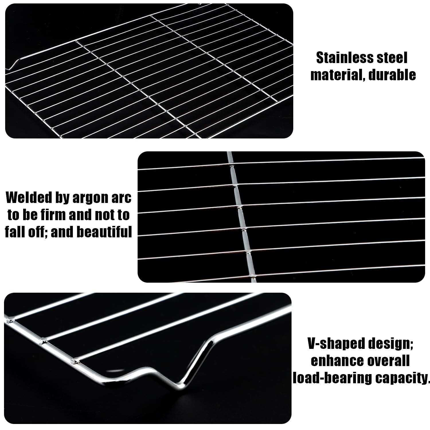 Grille Patisserie Refroidissement 35x22cm Acier Inoxydable 4 Pièces pour Cuisine Gâteaux