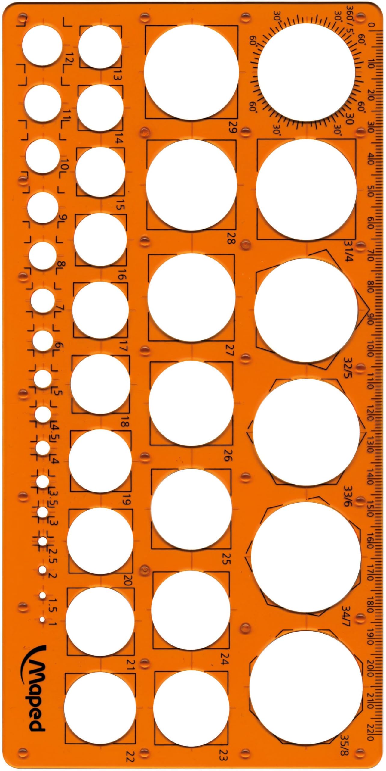 Maped M277620 - Trazador de Círculos de 1 a 35 mm, naranja