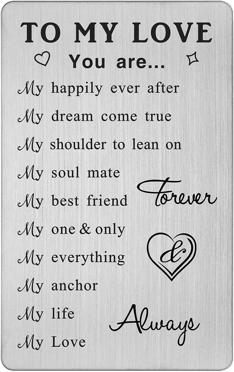 TANWIH To My Love Wallet Card Gifts, 10 Reasons Why I Love You, Romantic Anniversary Cards Gift for Her Him, Wedding Christmas Presents